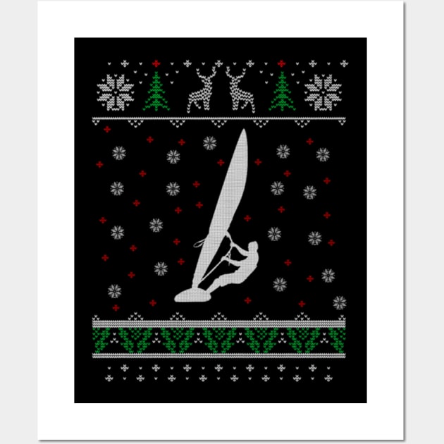 Windsurfing Ugly Christmas Sweater Gift Wall Art by uglygiftideas